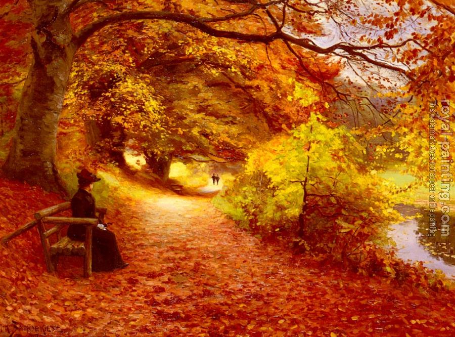 Hans Anderson Brendekilde : A Wooded Path In Autumn
